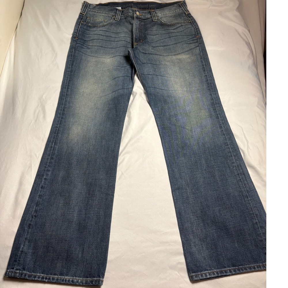 Carhartt Relaxed Boot Cut Jeans Mens 38x34 Blue Excellent Workwear Denim